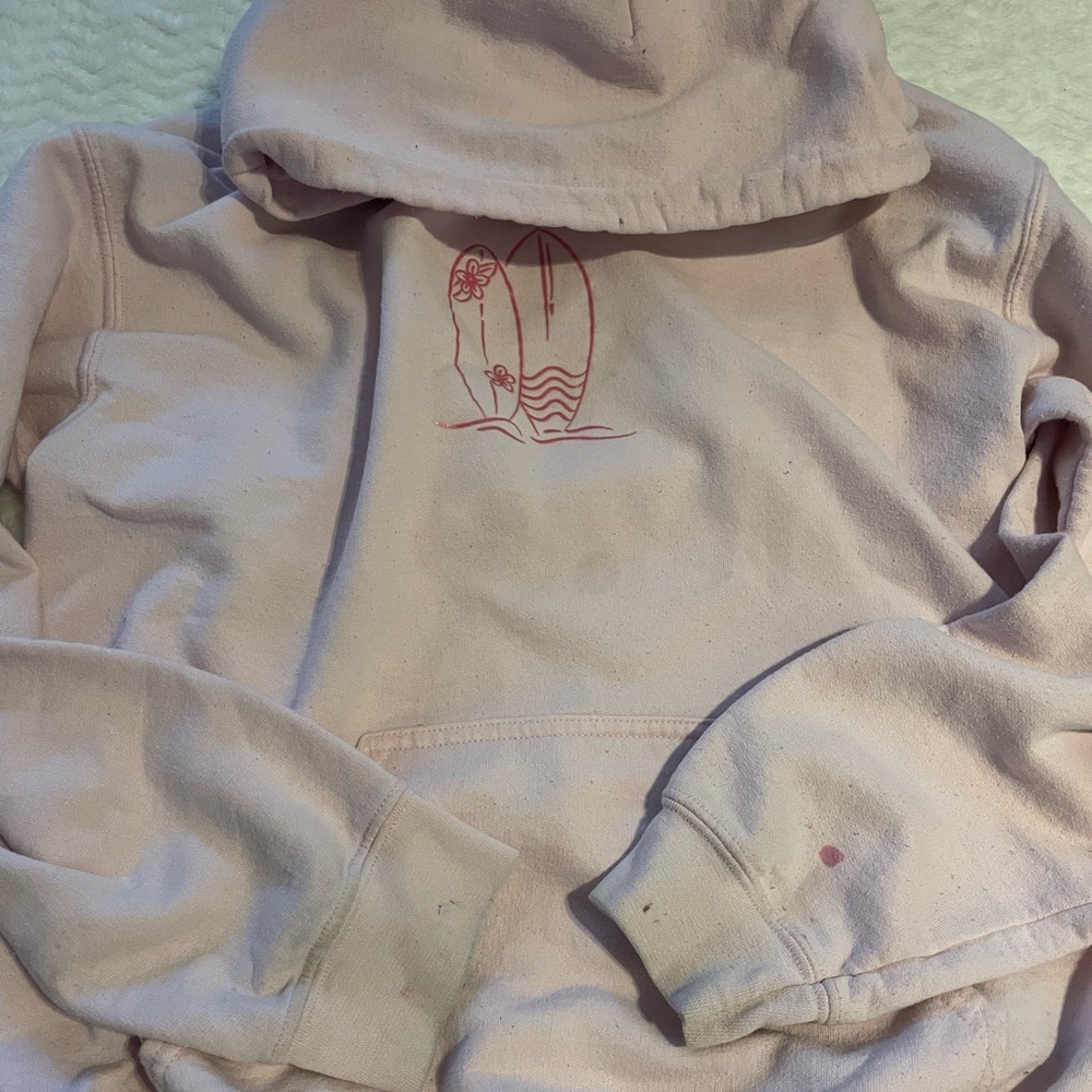 Sunkissed Coconut pink summer surfboard hoodie